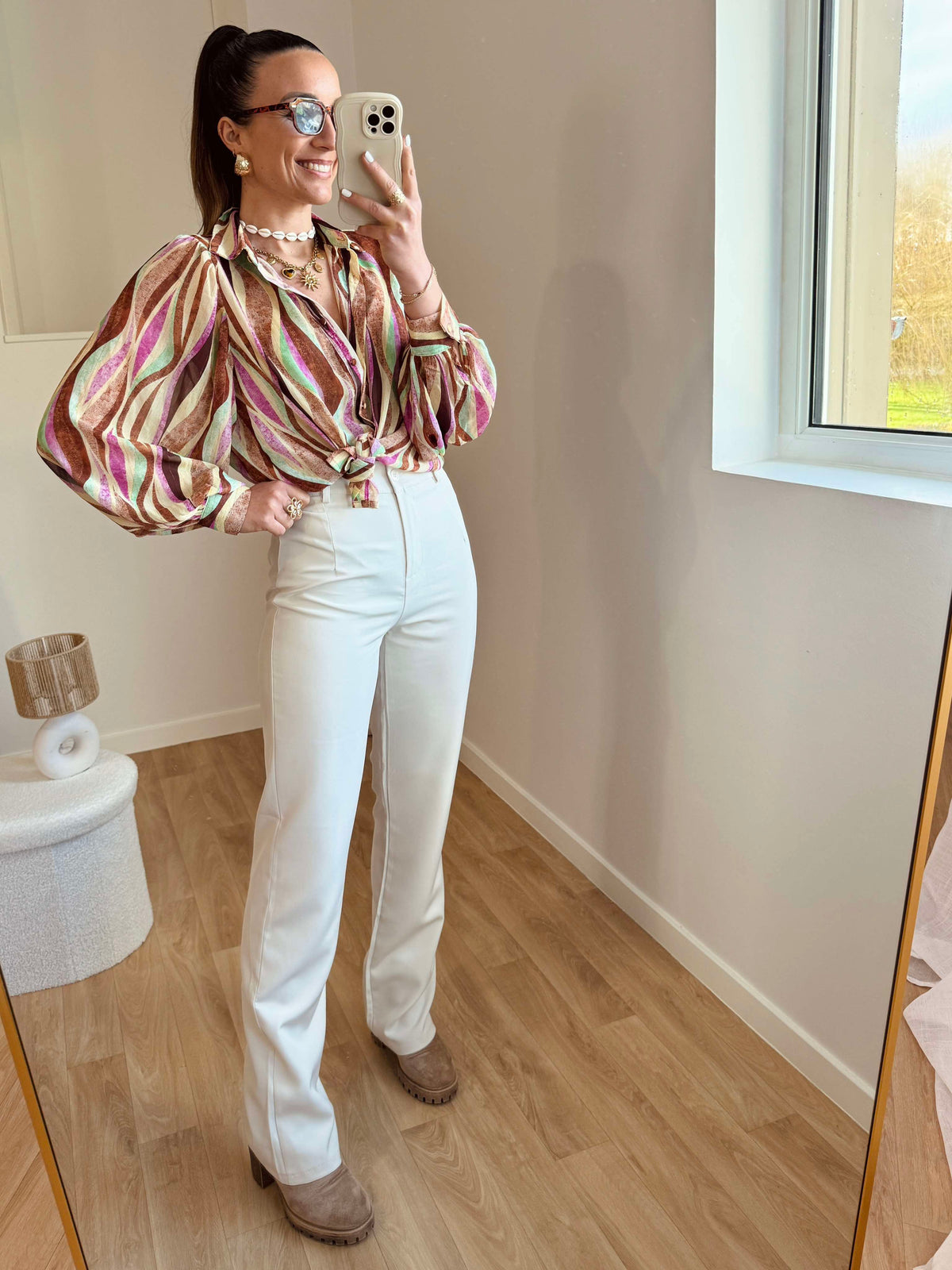 Pantalon PAULINE fluide écru