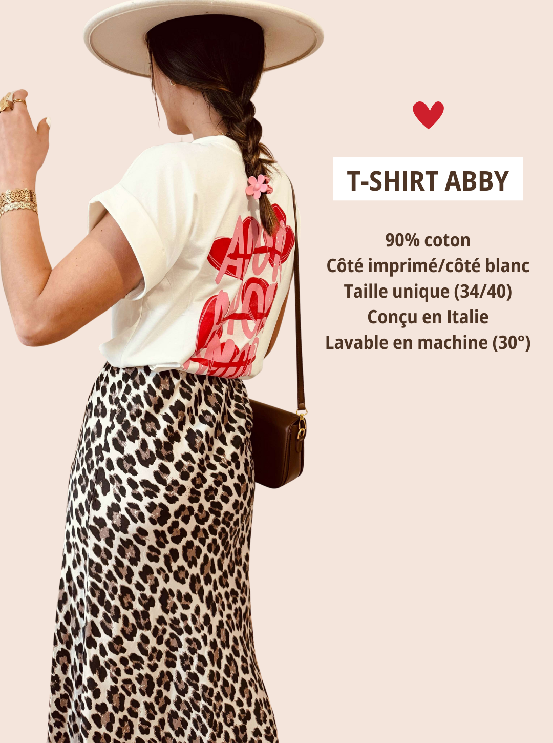 T-shirt ABBY en coton "AMOR"