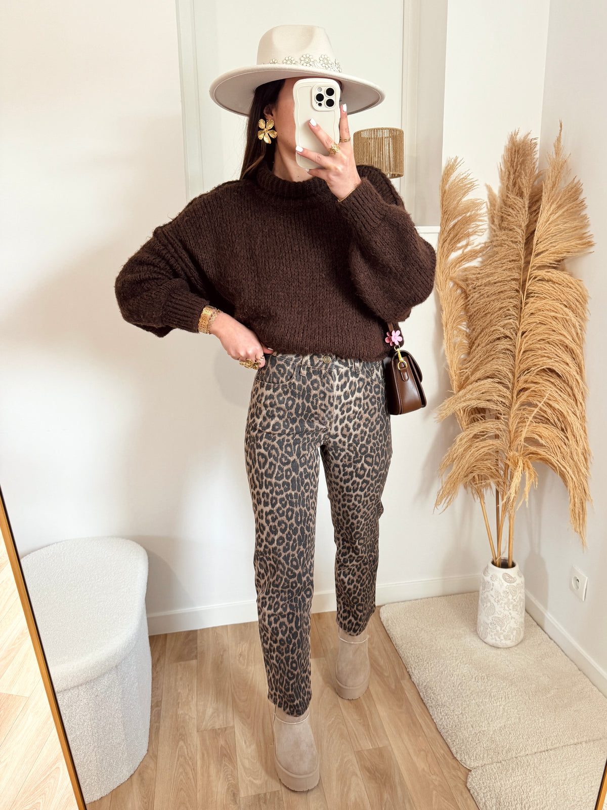 Jean droit SOLANGE leopard