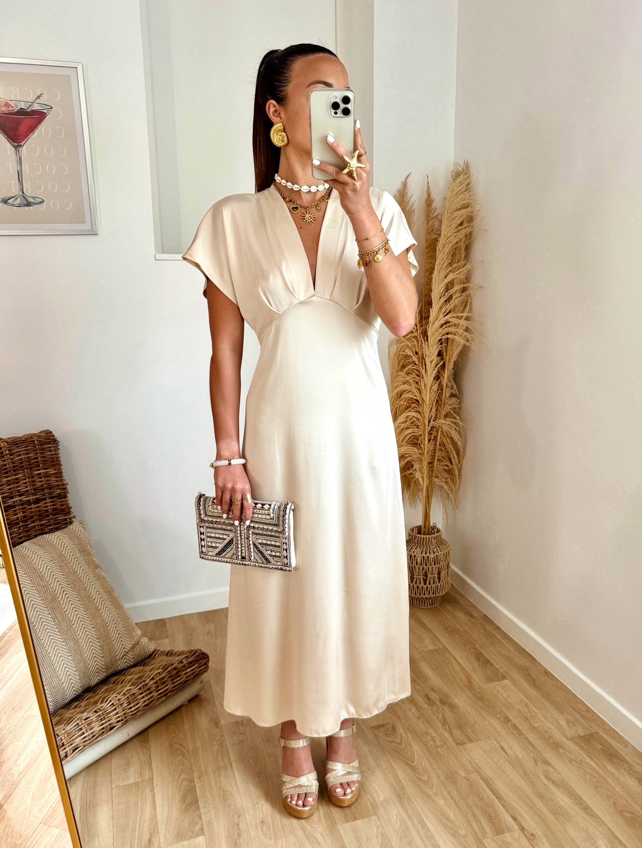 Robe LANA satinée beige