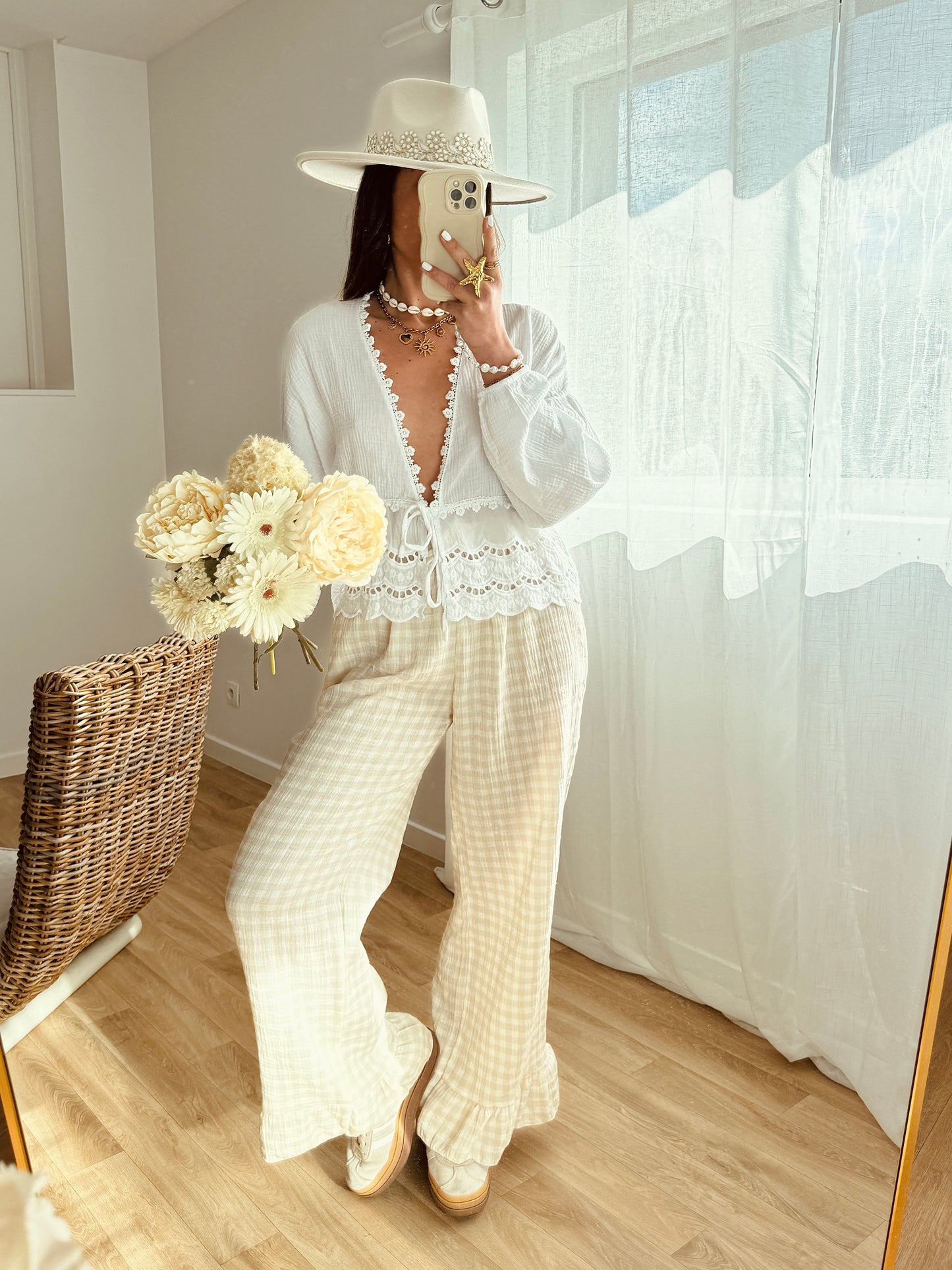 Blouse GALIA blanche en gaze de coton