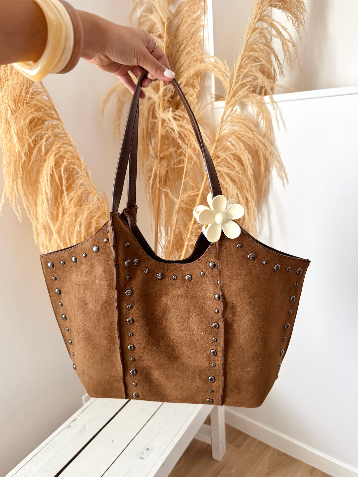 Sac NELIA à clous – camel