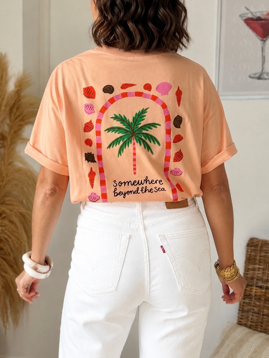 T-shirt PALMIER pêche (réassort 31/05)