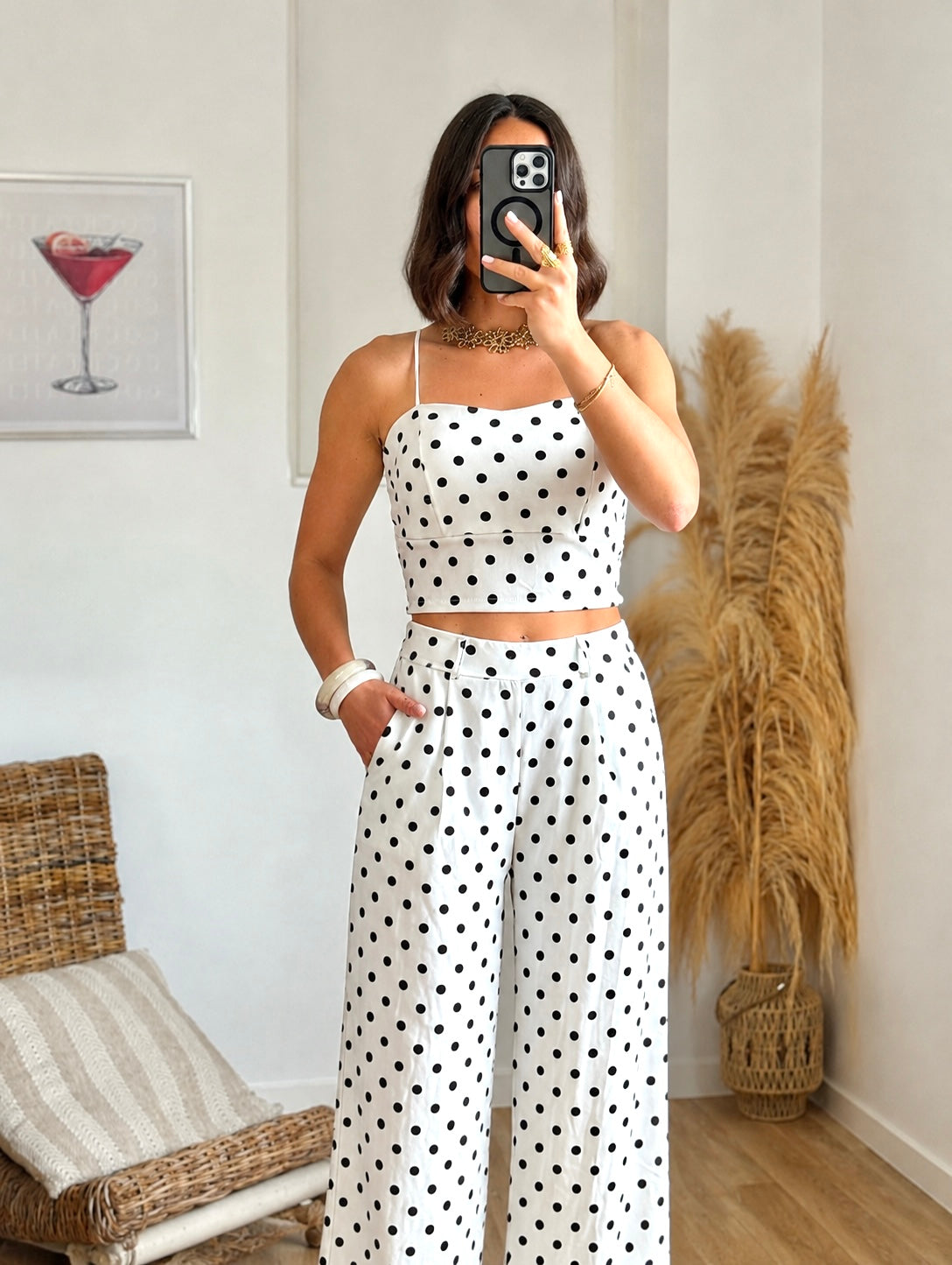Ensemble GABY à pois blanc