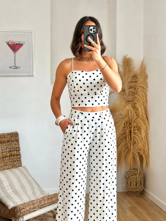Ensemble GABY à pois blanc