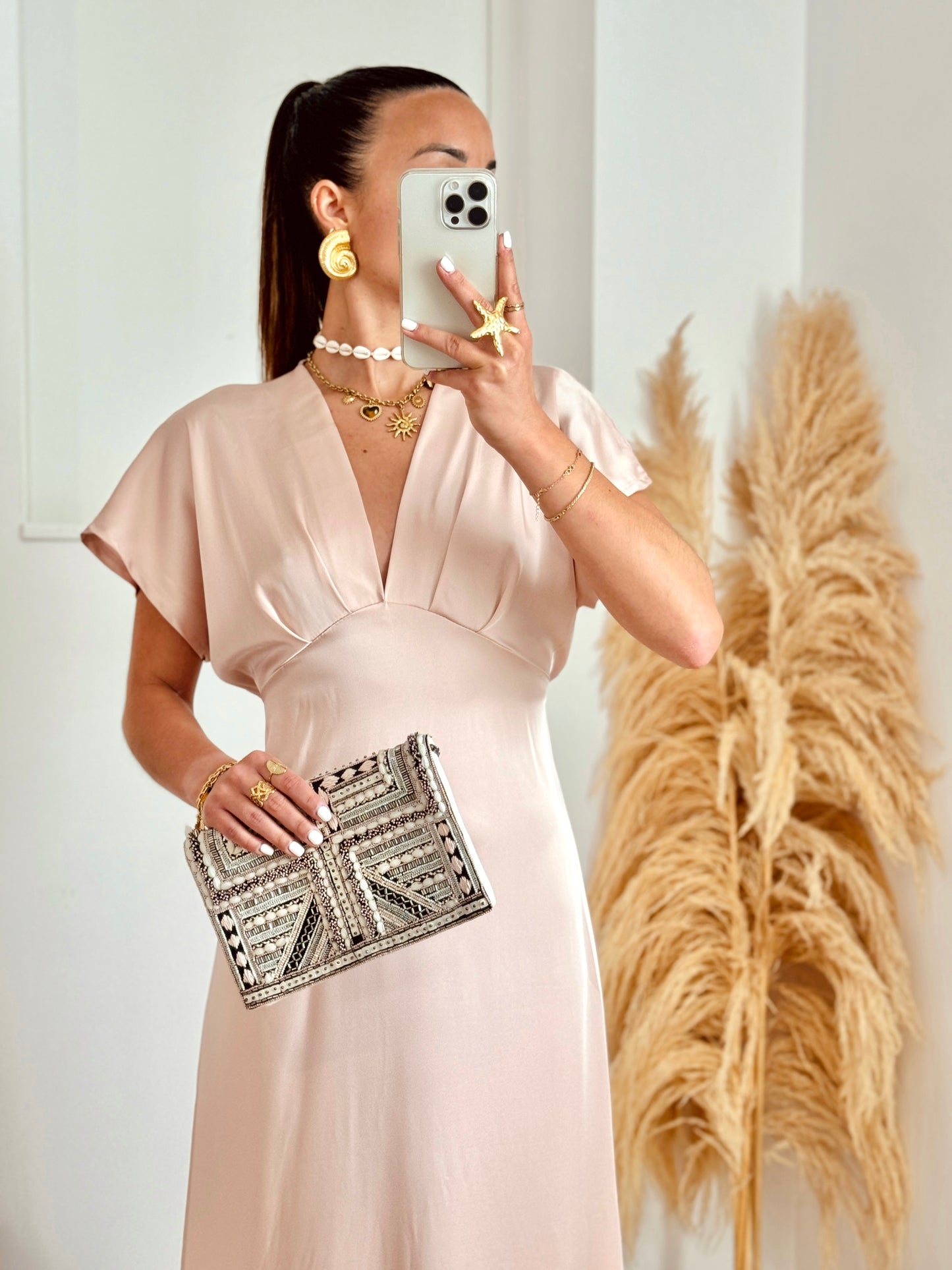 Robe LANA satinée rose