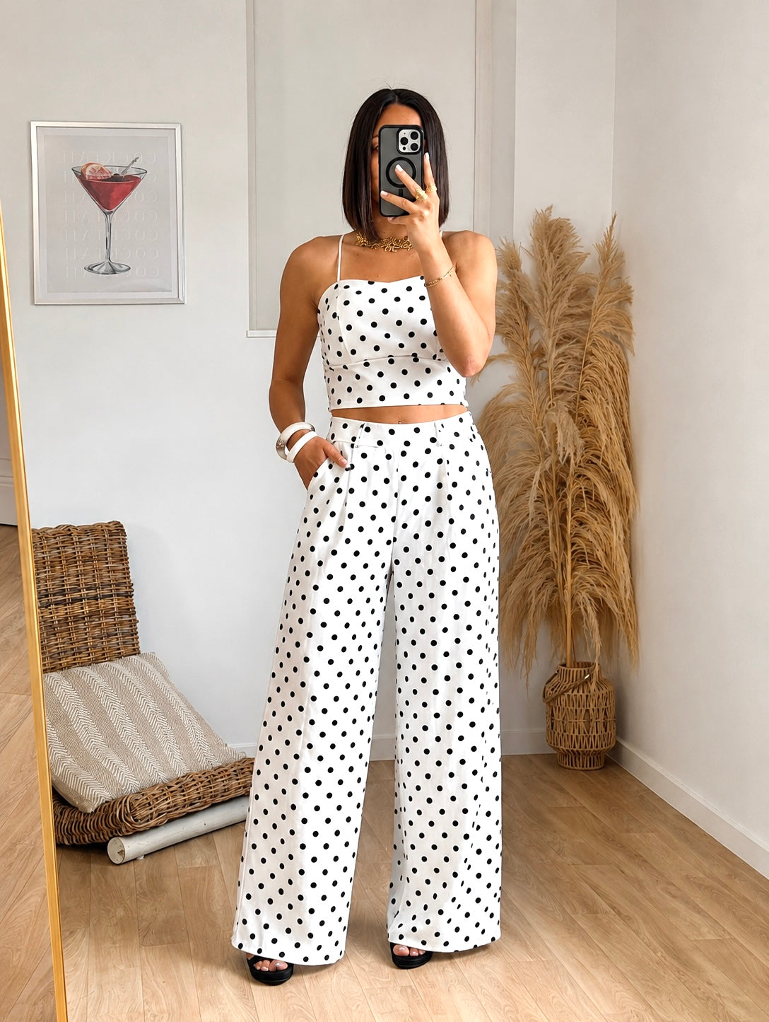 Ensemble GABY à pois blanc