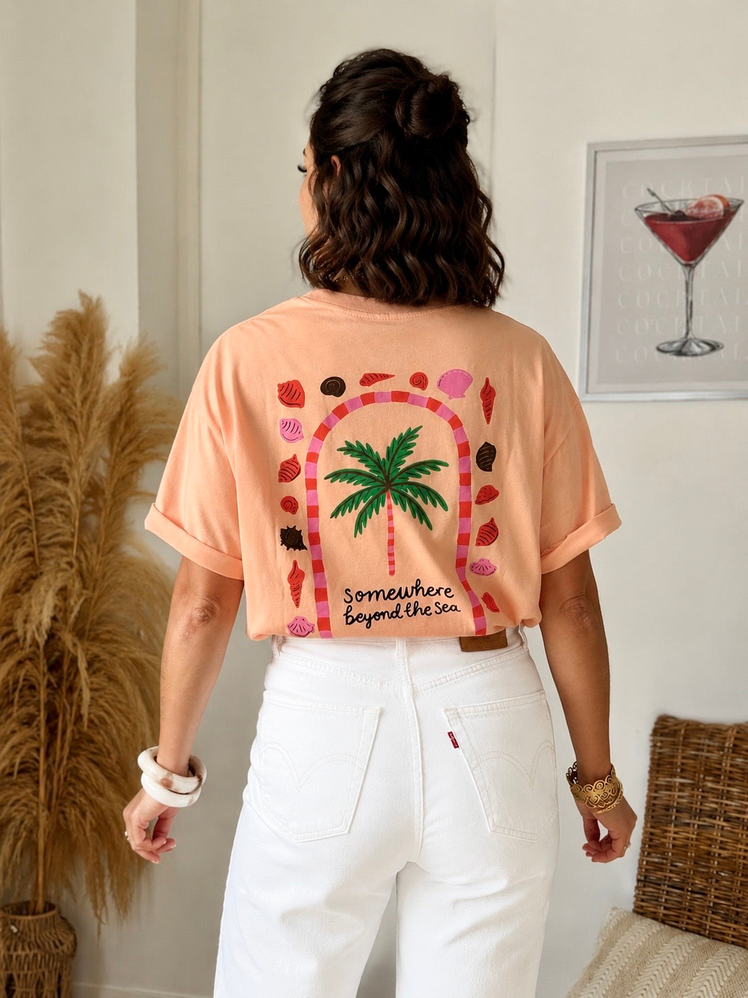 T-shirt PALMIER pêche (réassort 31/05)