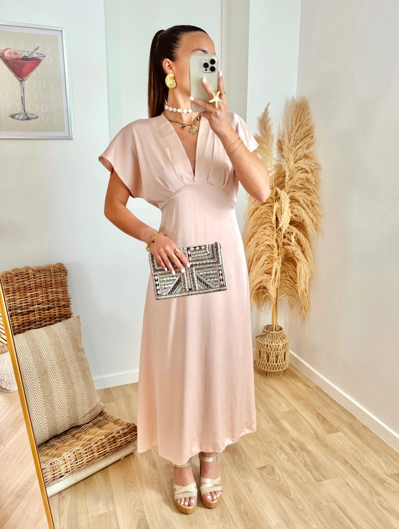 Robe LANA satinée rose