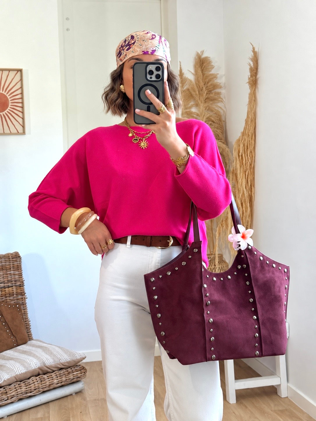Sac NELIA à clous – Bordeaux