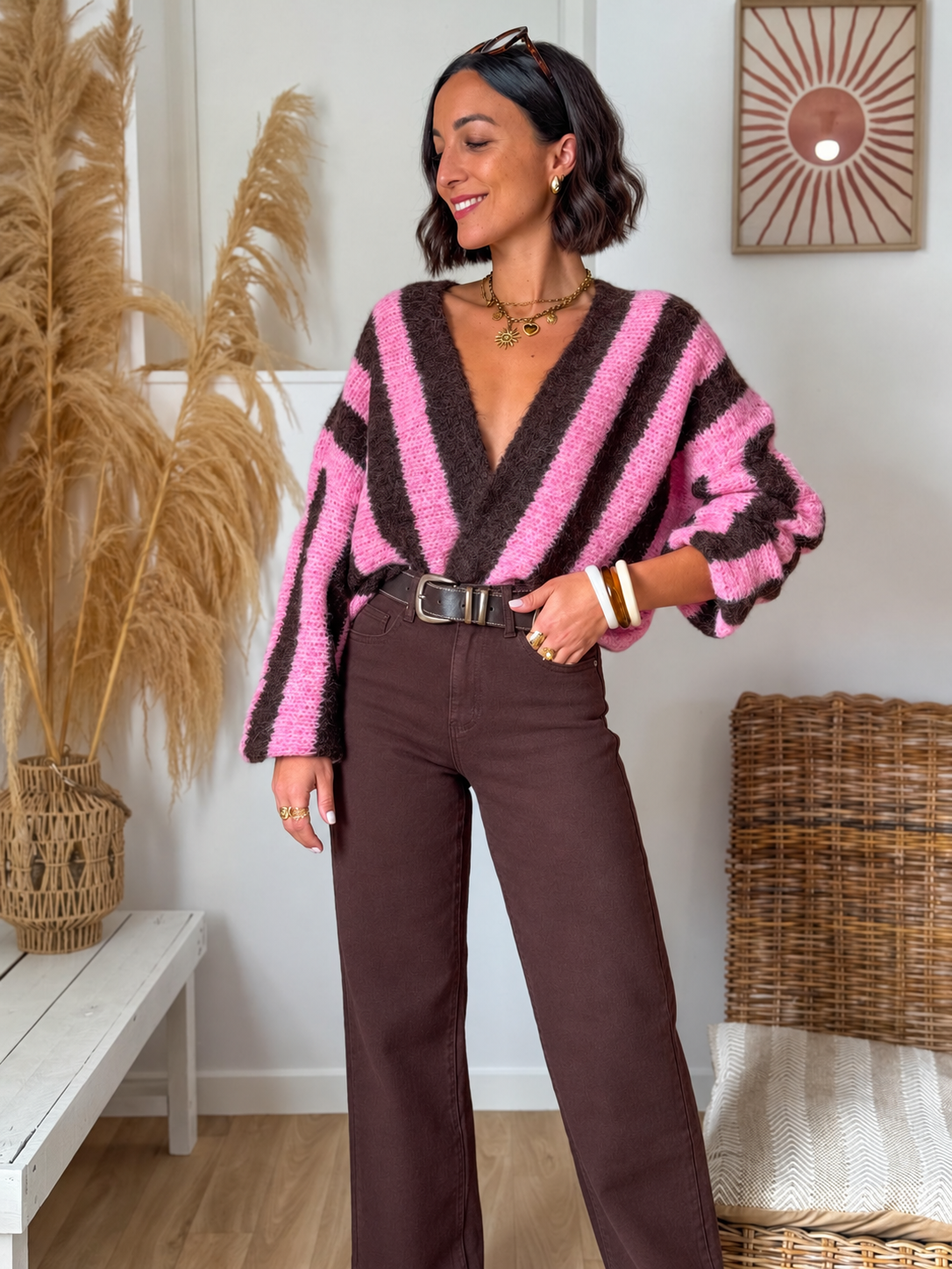 Gilet AUSTINA rose & choco
