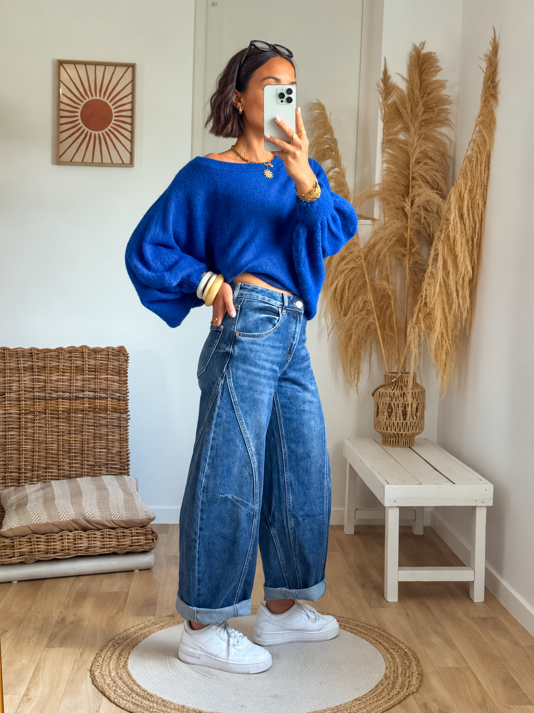 Pull ample MILA bleu roi
