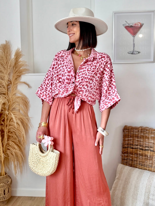 Chemise léopard rose