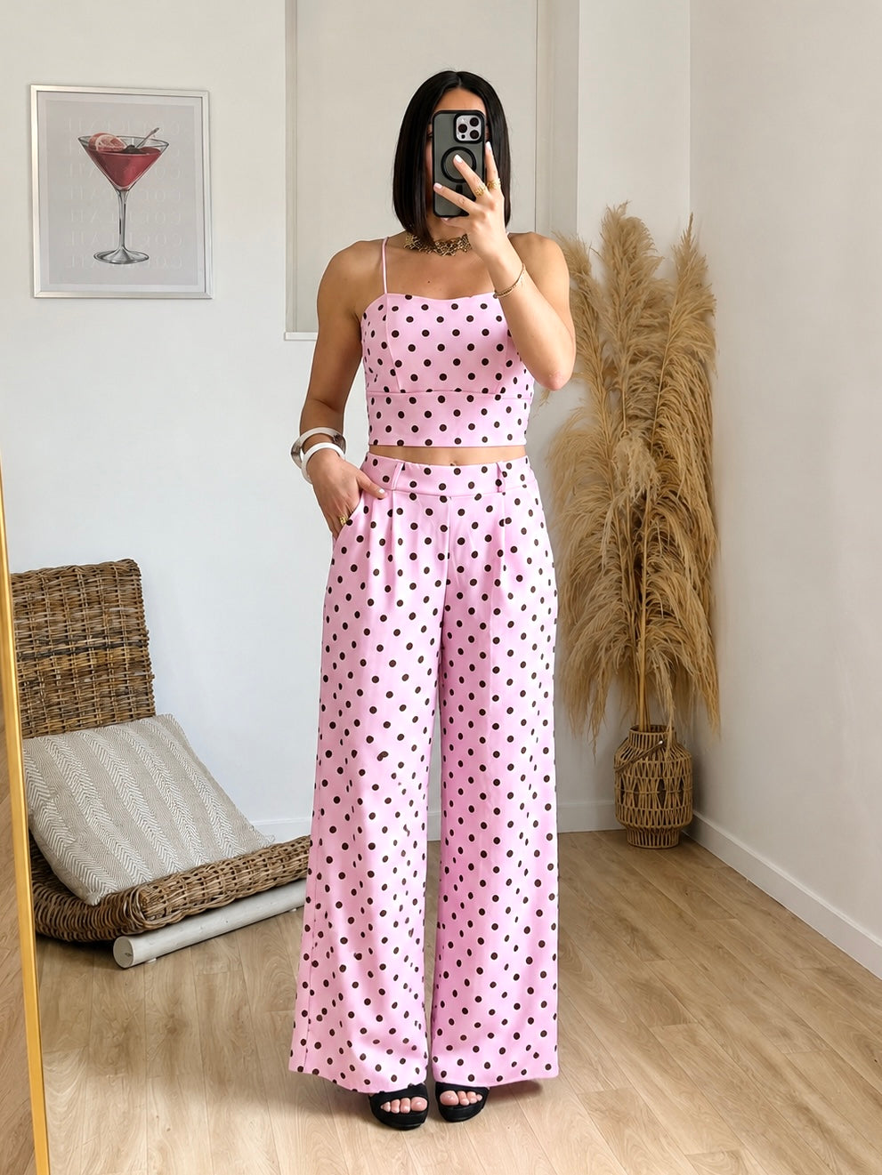 Ensemble GABY à pois rose