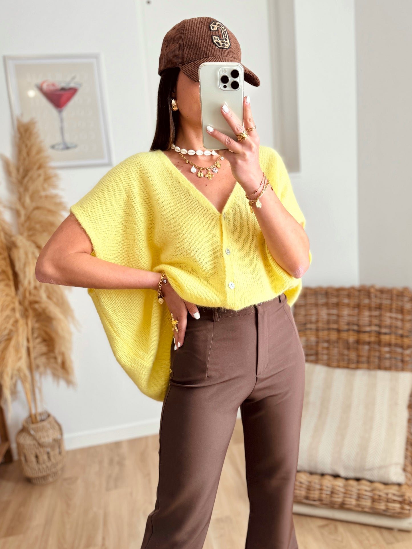 Gilet AVA jaune en mohair