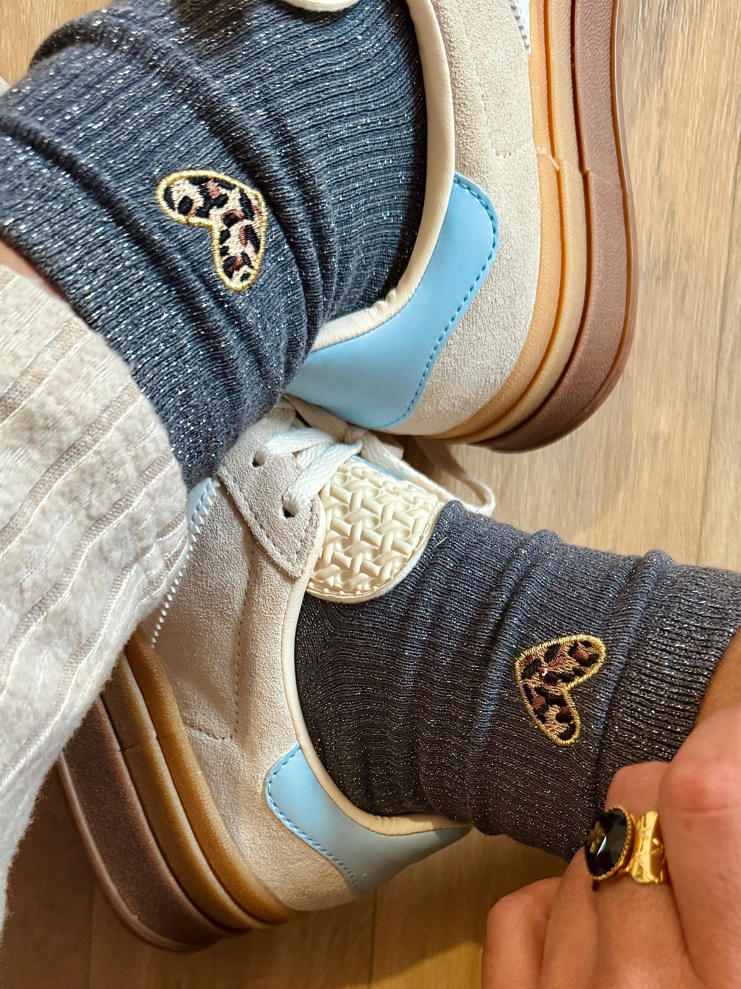 Chaussettes brillantes COEUR léopard